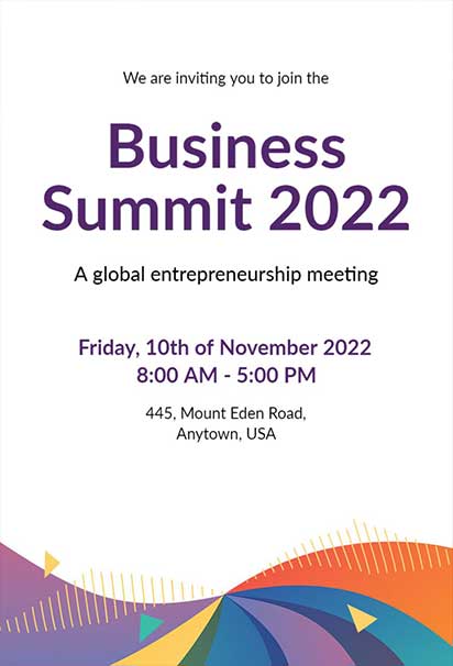 Vibrant Entrepreneurship Summit Business Event Invitation With Colorful Design And Energetic Professional Theme