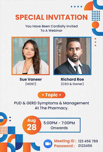 Vibrant Geometric Webinar Invitation With Dynamic Shapes and Modern Professional Design