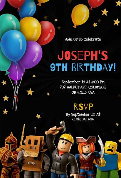Vibrant Roblox Birthday Celebration Invitation With Bold Colors And Energetic Gaming-Inspired Graphics