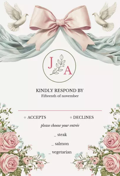 Vintage Floral Wedding RSVP Invitation