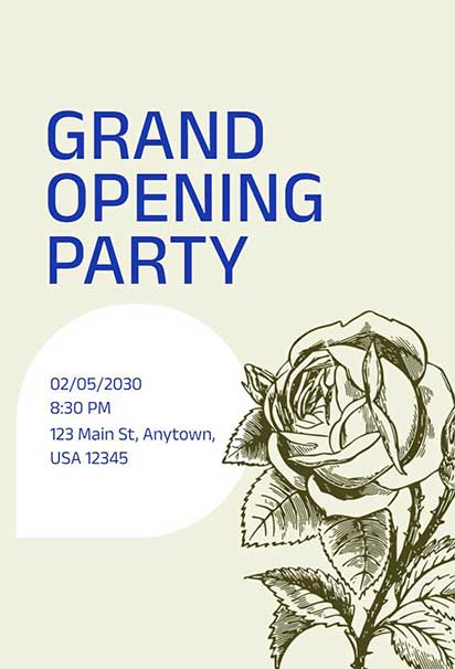 Vintage Rose Grand Opening Business Event Invitation With Elegant Floral Design And Classic Celebration Theme