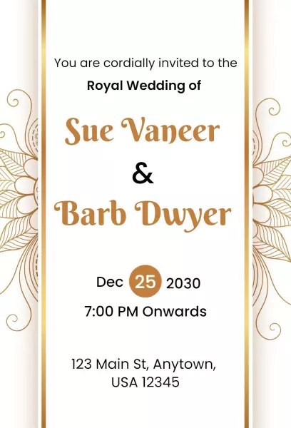 White-golden Royal Wedding Invitation