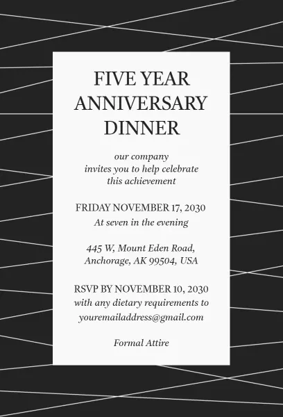 5th Anniversary Dinner Invitation 