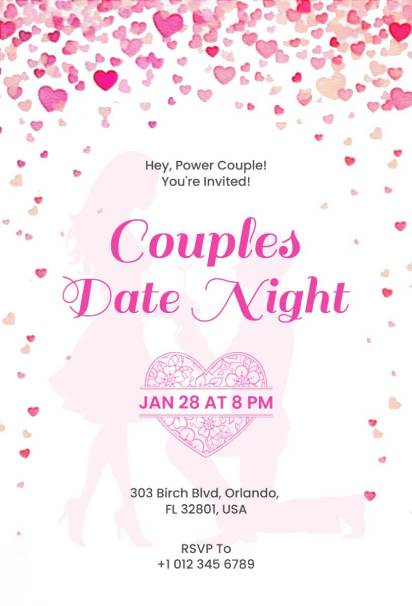 couples love date night invitation template with soft pink tones celebrating togetherness