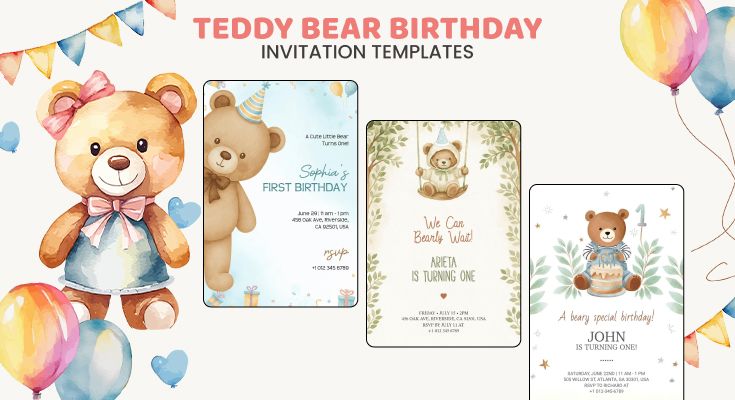 Teddy Bear Birthday Invitation Templates