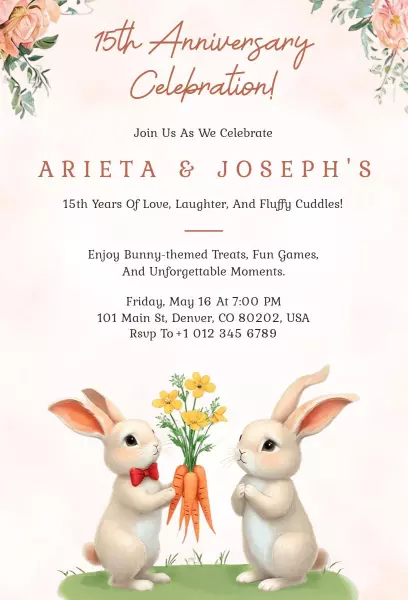 Bunny Themed Anniversary Invitation