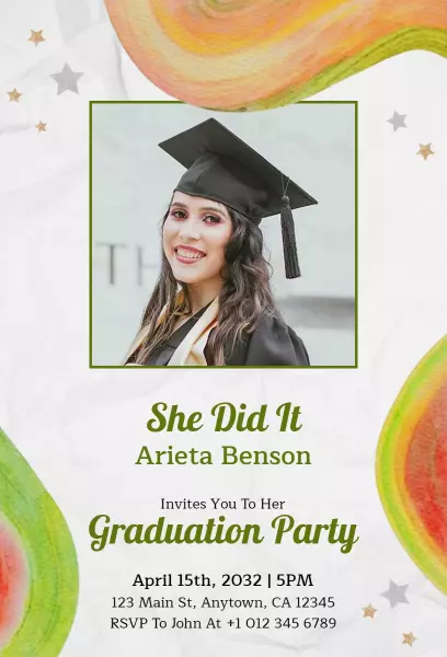 Colorful Brush Graduation Party Invitation
