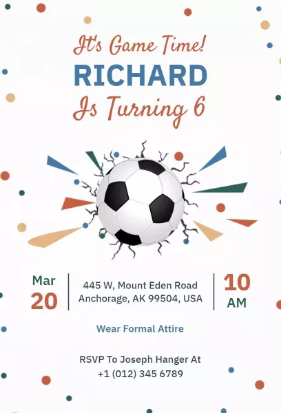 Football Theme 6th Birthday Invitation