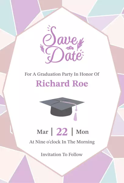 Colorful Save The Date Graduation Invitation