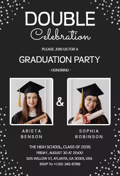 Double Graduation Celebration Party Invitation