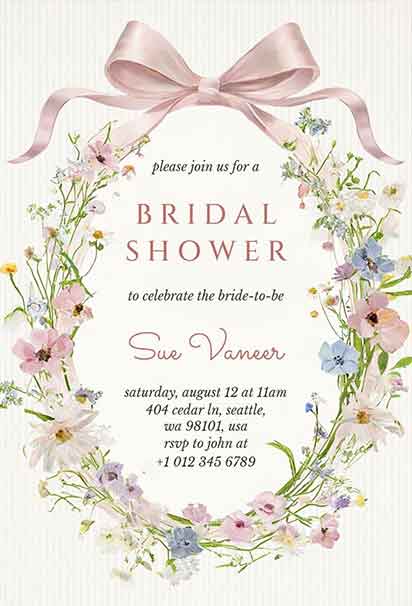 Elegant Bow Accented Bridal Shower Invitation
