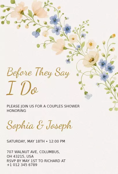 Elegant Floral Couple Shower Invitation
