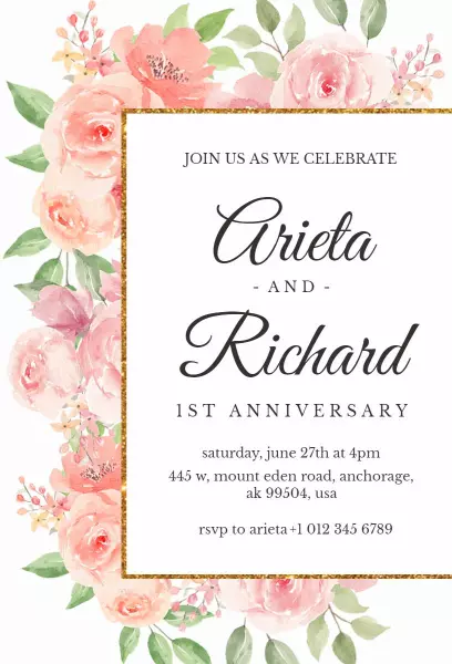 Floral Anniversary Invitation