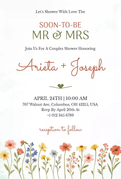 Floral Couple Shower Celebration Invitation