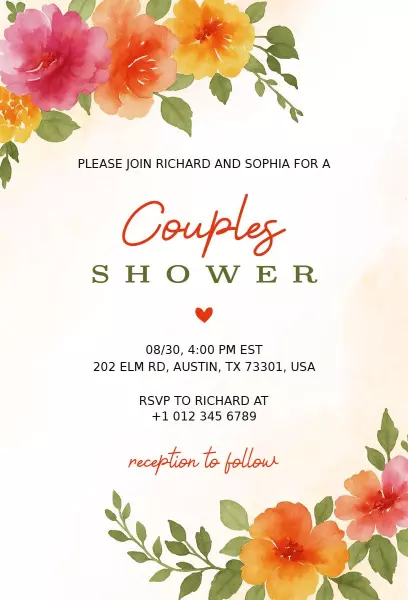 Floral Couples Shower Celebration Invitation
