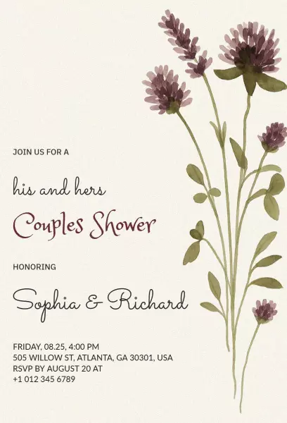 Floral His and Her Couple Shower Invitation