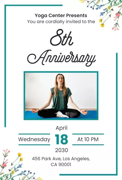 Floral Modern Anniversary Invitation