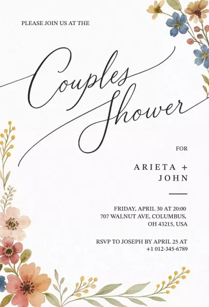 Flower Themed Couple Shower Invitation