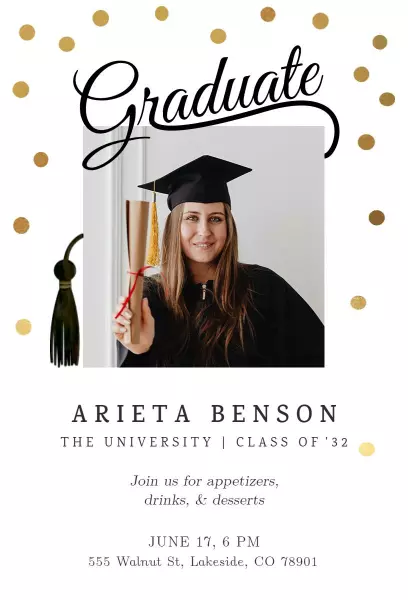 Glitter Graduation Party Invitation
