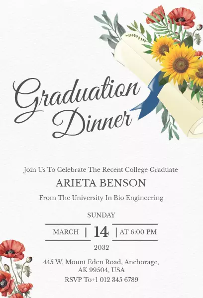 Graduation Dinner Party Invitation