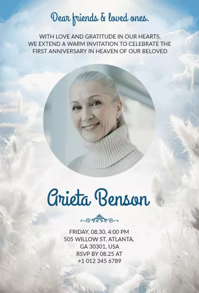 Heavenly Anniversary Remembrance Invitation