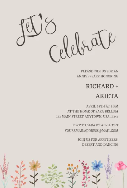 Let's Celebrate Anniversary Invitation