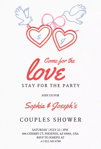 Love Themed Couples Shower Celebration Invitation