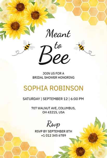 Meant To Bee Bridal Shower Invitation
