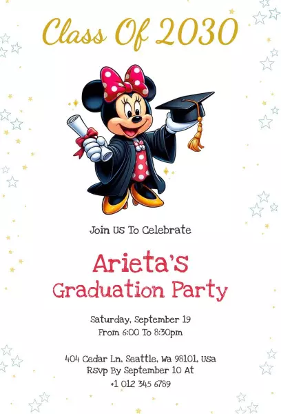Minnie Mouse Graduation Party Invitation
