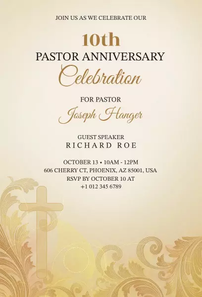 Pastor Anniversary Celebration Invitation