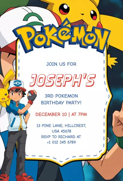 Pokémon Kids Birthday Invitation 