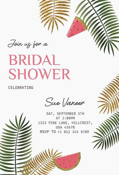 Tropical Bridal Shower Invitation