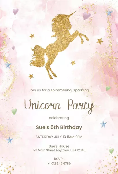 Unicorn Birthday Party Invitation