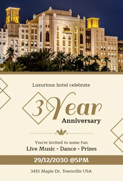 Yellow Simple Anniversary Invitation