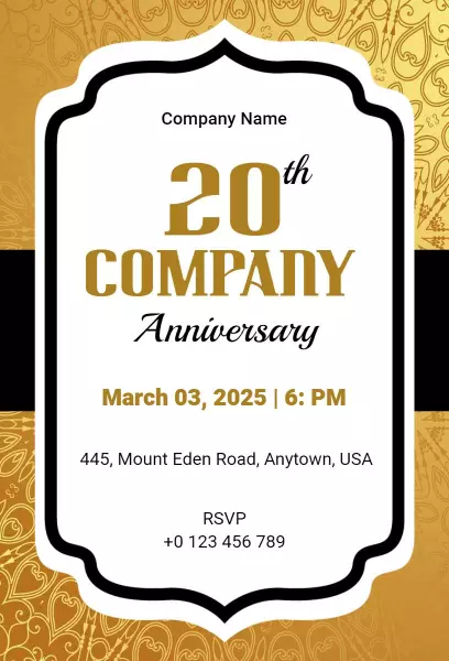 Golden Theme Anniversary Invitation  