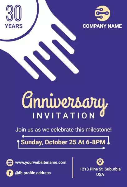 Blue Professional Anniversary Invitation