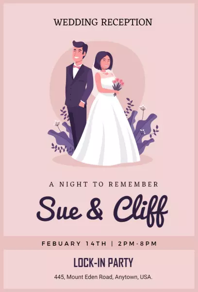 Cavern Pink Wedding Reception Party Invitation