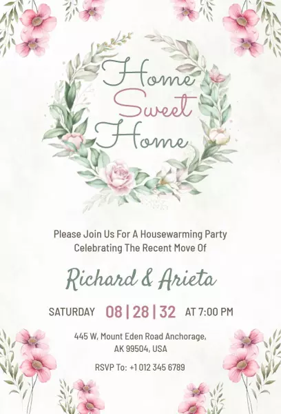 Floral Housewarming Party Invitation