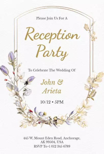 Flower Shield Wedding Reception Party Invitation