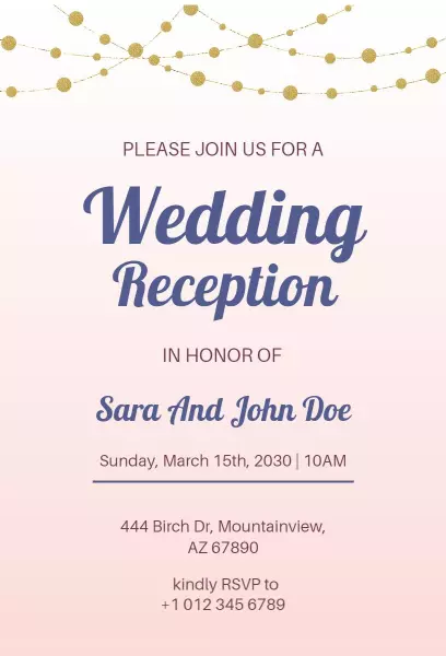 Gradient Wedding Reception Invitation