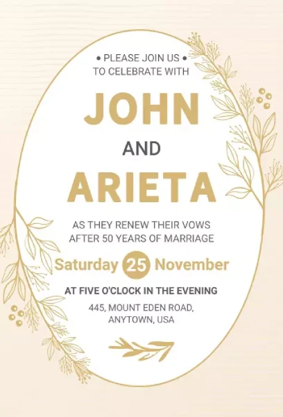 Linen & Albescent White Anniversary Invitation