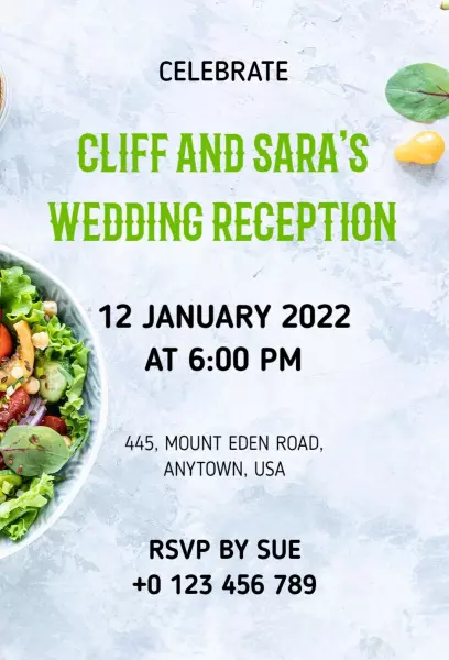 Link Water & Catskill White Wedding Reception Invitation