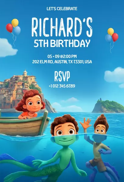 Luca Theme Birthday Invitation