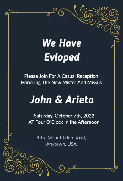 Mirage Wedding Reception Party Invitation
