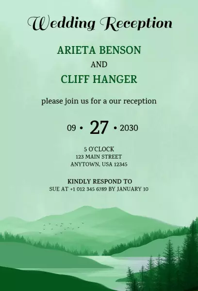 Mountain Wedding Reception Invitation