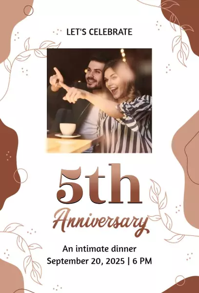 Pink & Potter's Clay Anniversary Invitation