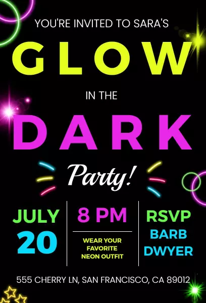 Neon Glow Party Invitation