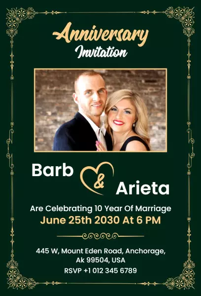 Palm Green Modern Anniversary Invitation