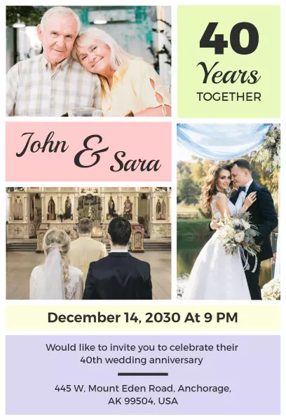 Pastel Collage Anniversary Invitation