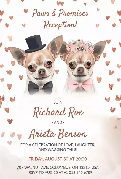 Paws & Promises Wedding Reception Invitation